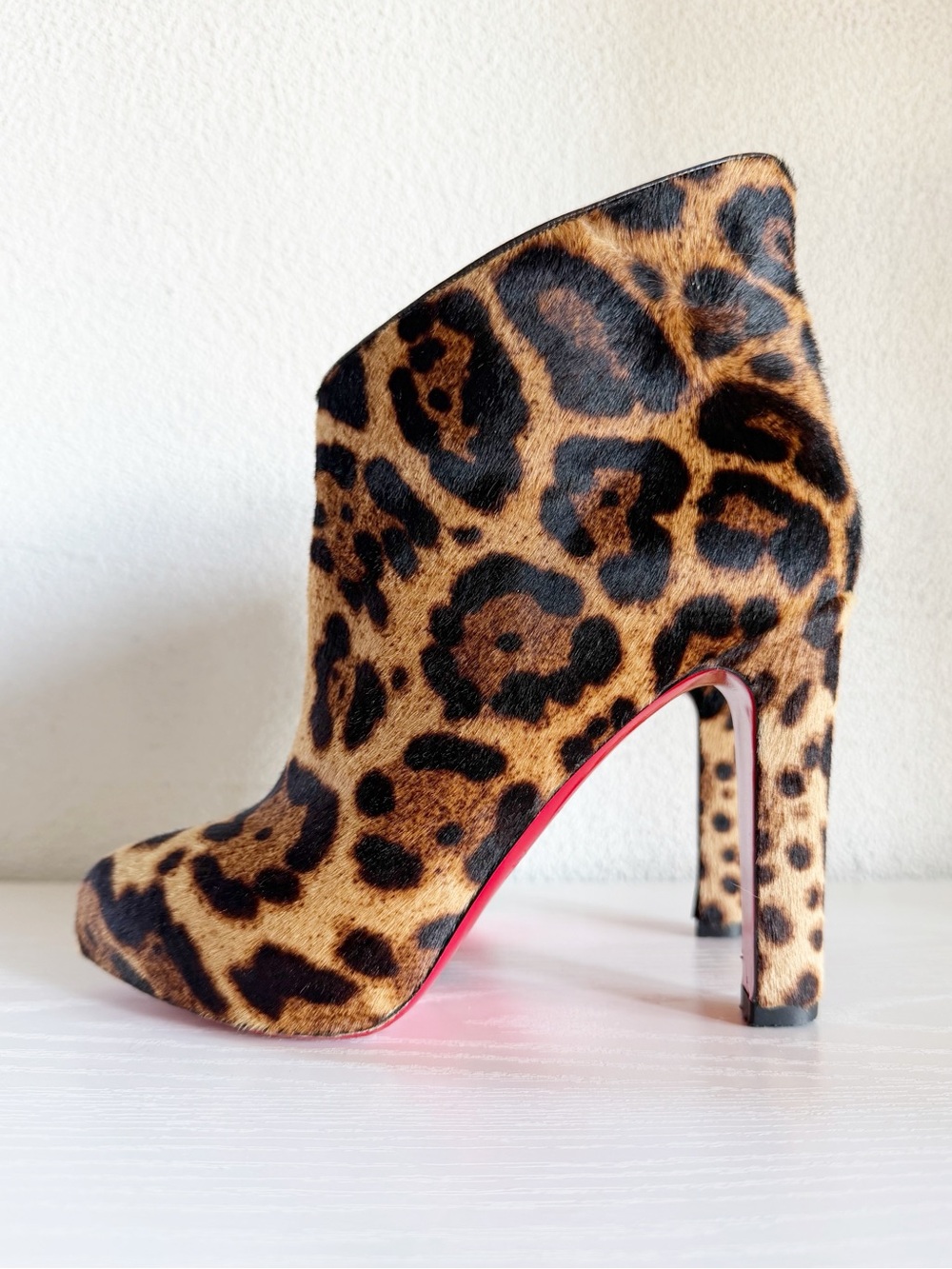 Christian Louboutin Luxor Leopard Pony Hair Heeled Ankle Boots EU 37.5